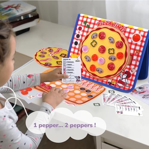 CHEFAN Pizza Counting Felt Board for Toddlers, Number Learning Toys, Make Pizza Time for Vegetables, Preschool Math Games, Manipulatives for Preschool - Image 3