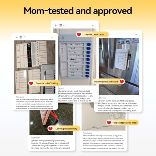 Chore Chart for Kids, Checklist Planning Board with Sliders, 19 Personalizable Sheets and Magnetic Marker, ADHD Tools for Kids to Do List Routine Chart Visual Schedule Magnetic Board for Fridge - Image 4