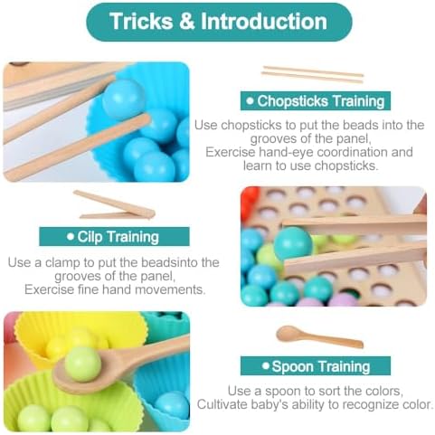 Montessori Toys for 3+ Year Olds – Wooden Preschool Learning Activity Board with 112 Beads, Fine Motor Skills Game for Toddlers, Color Sorting & Counting Math Toy, Educational Gift for Boys & Girls - Image 4
