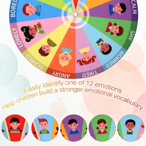 Soft Plush Emotion Wheel for Kids, 13 Feelings Chart Social Emotional Learning Poster Calm Toys for Toddlers Children Portable Mood Coping Calming Corner Items Sensory Tools - Image 3