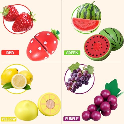 WHOHOLL 43 Pcs Wooden Play Food for Kids Play Kitchen Accessories Playset with Bucket, Pretend Cutting Food Toys for 3 4 5 6 Year Old, Vegetables Fruits Toys Birthday Gifts for Boys Girls - Image 6