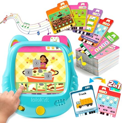 JOVA lalalark Learning Tablet for Kids 3-5, 200 Pages Talking Flash Cards with Sight Words & Games, Montessori Learning Toys for Words, Simple Math, Logical Thinking, Easter Basket Stuffer by lalalark