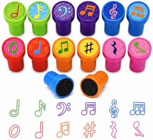 Cinrobiye 24 Pcs Music Note Stampers Party Favor Set, Pre-Inked Musical Note Stamps for Kids, Music Theme Birthday Party Supplies, Classroom Rewards, Goody Bag Fillers, Piñata Fillers by Cinrobiye