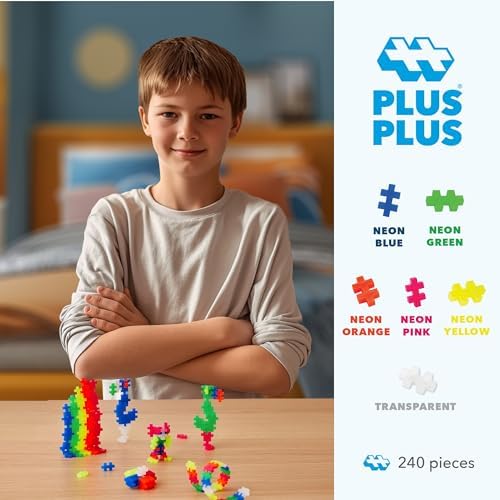 PLUS PLUS 240 Piece Neon Mix - Mini Waffle Blocks, Classroom Must Haves - Image 2