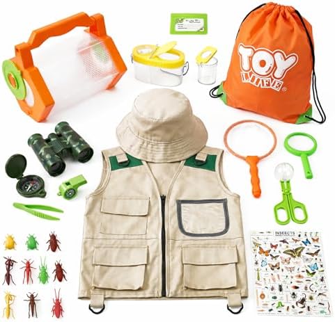 TOY Life Kids Explorer Bug Catcher Kit with Safari Costume, Binoculars Kids Outdoor Toys, Bug Toys, Butterfly Net, Camping Set Outdoor Activities Adventure Kit Nature Exploration Gifts Kid Ages 3-12 by TOYLife