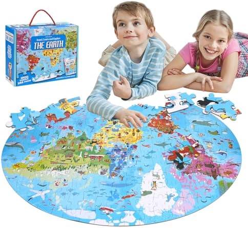 World Map Puzzle for Kids & Adults 205 Pcs World Map Jigsaw Puzzle by NANXJIUR
