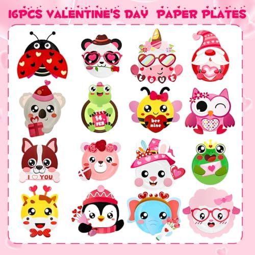 16 Pack Valentines Day Crafts for Kids, Toddler Crafts Paper Plate Art Kit Gift for 3 4 5 6 Year Old Boys Girls DIY Kids for Birthday Party Favor Preschool Classroom Party Games ﻿ - Image 4