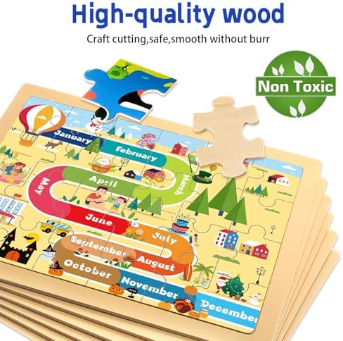 Montessori Wooden Puzzles for Toddlers 3-5, 6 Packs 24Pcs Solar System Learning Toys, Educational Preschool Puzzle Set, Toys for Kids Age 3 4 5 6 7 8, Birthday Gift for Boys Girls（Season） - Image 5