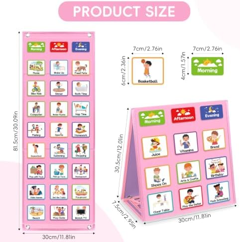 Visual Schedule for Kids with Autism Chore Reward Chart, Bedtime Routine Chart for Toddlers, Double Side Weekly Planner Board with 135 Cards for Home School Planner, Autism Learning Materials - Image 2