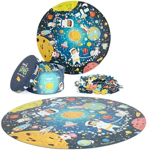 boppi Space Round Jigsaw Puzzle with 100% Recycled Card Solar System Astronauts 150 Pieces for Children 5 6 7 8 Years 58cm Diameter - Image 3