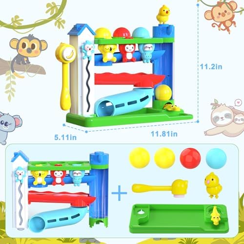 VOILBTOY Musical Toy for 1-2 Year Old Girls,Educational Toys,Ball Drop Toy with English & Spanish,Fine Motor Toys for Kids 1-3,Birthday Gift for 1+ Year Old boy (Blue) - Image 6