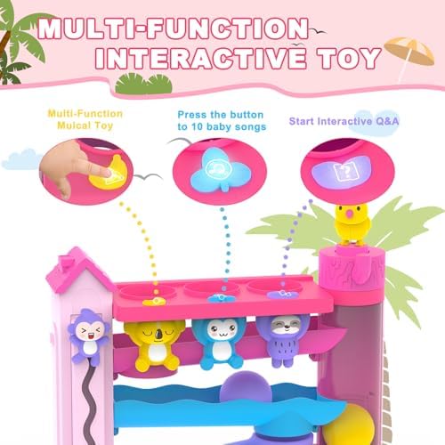 Ussybaby Musical Toys for 1+ Years Old Girls,Fine Motor Skills Developmental Toys 12-18-24+ Months,Bilingual Toddler Learning Ball Drop Toy,Birthday Gifts Toys for 1 2 Year Old Girl(Pink) - Image 5