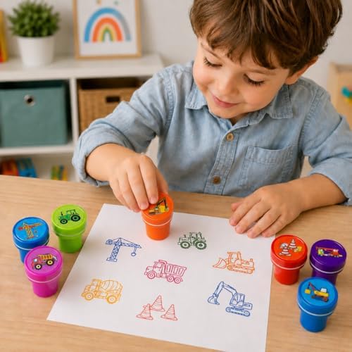 Cinrobiye 24 Pcs Construction Vehicle Stampers Party Favor Set, Cute Building Truck Stamps for Kids Birthday Party, Classroom Rewards, Carnival Prizes, Goody Bag Fillers, Themed Party Supplies - Image 5