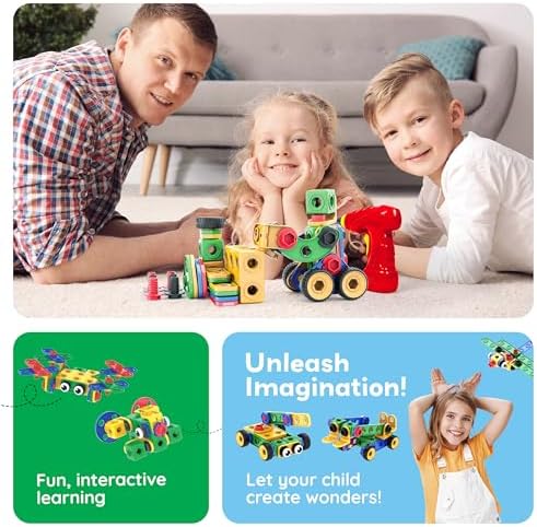 PicassoTiles 201pc STEM Learning Block Construction Kit with Power Drill and Clickable Ratchet Educational Engineering Toy Set Kids Age 3 Plus Preschool Activity Creative Play with Idea Book PTN201 - Image 5