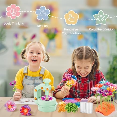 Fabric Flower Bouquets Toys,DIY Craft Kits for Kids,Arts and Crafts Toy for 3+ Year Old Girls,Flowers Market Toy,Build Your Flower Bouquet,Educational Preschool Learning Toys for Birthday,Christmas - Image 4