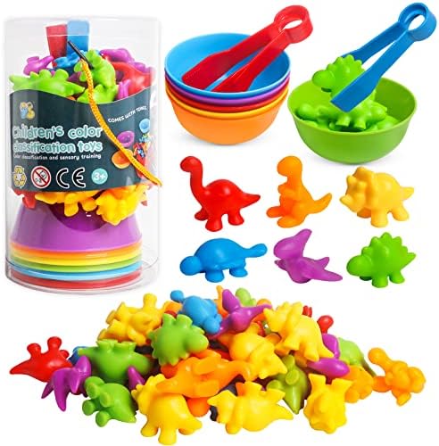 JOCHA Color Sorting and Counting Dinosaurs Toys for Toddlers 3 5 4 Years Old Preschool Matching Learning Educational Game Montessori Sensory Math Classification Activities Toys for Kids Boys Girls by JOCHA
