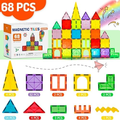 EchoPlan Magnetic Tiles,68PCS Magnetic Building Blocks for Toddlers Kids - Image 5
