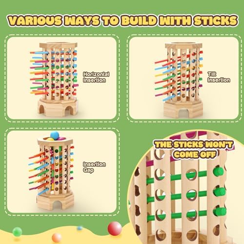 Wooden Ball Drop Board Game for Kids Ages 3-6, Montessori Family Game - Image 5