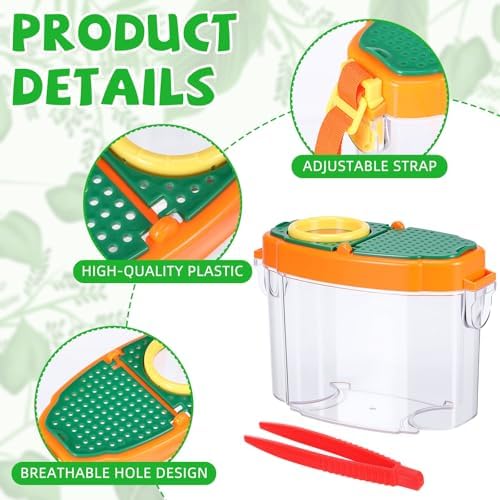 Halloscume 18 Pcs Bug Catchers for Kids Collection Viewer for Kids Critter Insect Cage Bug Tweezer Magnifying Insect Box Magnifier Container Butterfly Catcher Cage, Science Nature Exploration Tools - Image 3