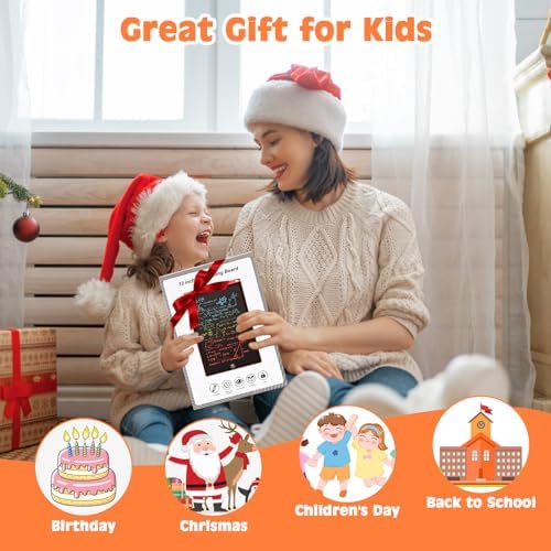 cimetech LCD Writing Tablet, Toys Gifts for 3-8 Year Old Girls Boys, 12 Inch Colorful Drawing Pad for Kids Doodle Board, Christmas Stocking Stuffers Birthday Gifts for Toddler Travel Activities, Black - Image 2