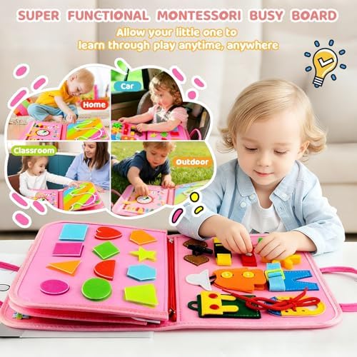 Busy Board Montessori Toys for Children,Felt Sensory Activity Board Sorting Toy for Kids - Image 5
