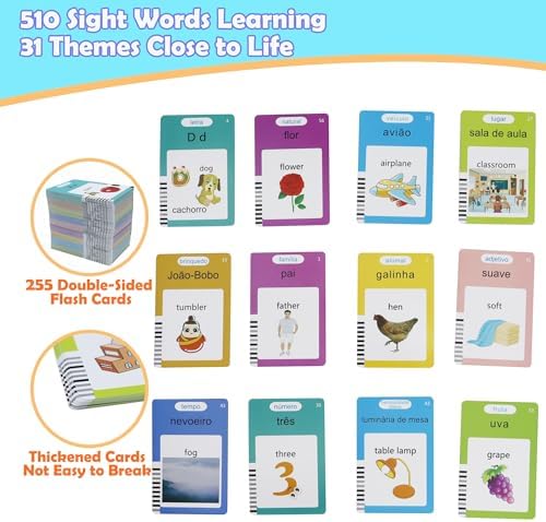 MAYAPHILOS 510 Sight Words Brazil Portuguese & English Talking Flash Cards - Image 2