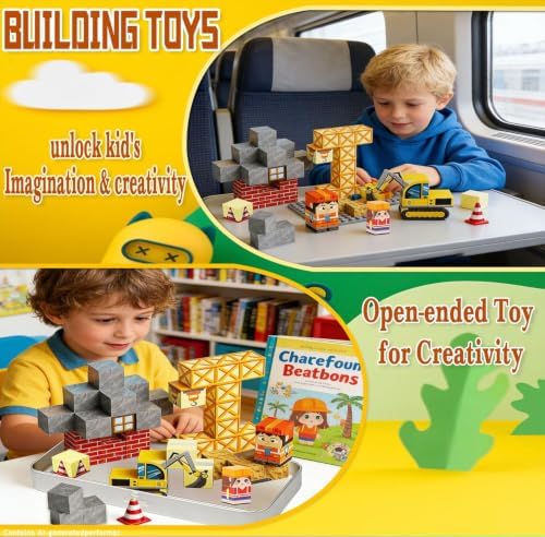 Magnetic Building Blocks 38 Pcs STEM Toy Ages 3-8 with Excavator - Image 2