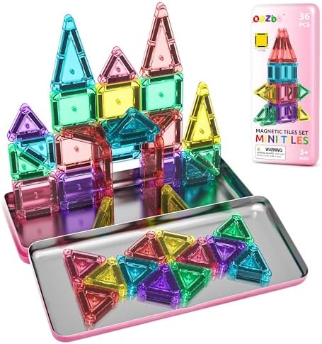 ORZbb Mini Magnetic Tiles Toddler Travel Essentials Set with Case, Magnetic Blocks Building Montessori Educational Learning Sensory Preschool Toys for 3+ Year Old Boys Girls Birthday Gifts by Unknown