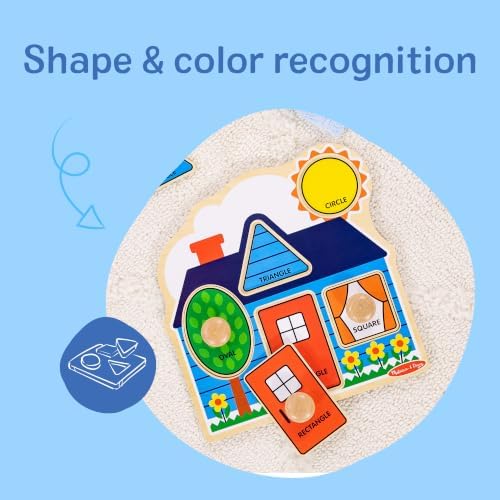 Melissa & Doug First Shapes Jumbo Knob Puzzle, Wooden Peg Puzzle for Toddlers, Educational Toy for Shape Recognition and Fine Motor Skills, Ages 1+ - Image 5