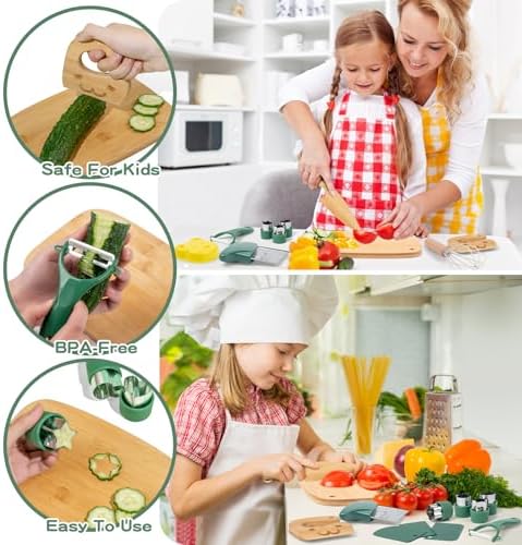 17 Pcs Kids Knife Set for Real Cooking, Montessori Kitchen Tools for Kids - Image 4
