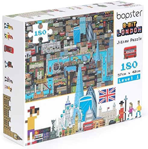 bopster 8-bit London Pixel Jigsaw Puzzle 180 Pieces for Kids Teens and Adults 57 x 42cm Level 1 by bopster