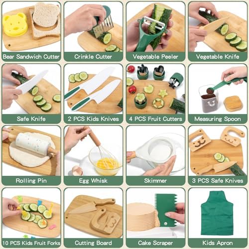 20 Pcs Kids Safe Knife Set for Real Cooking, Montessori Kitchen Tools - Image 5