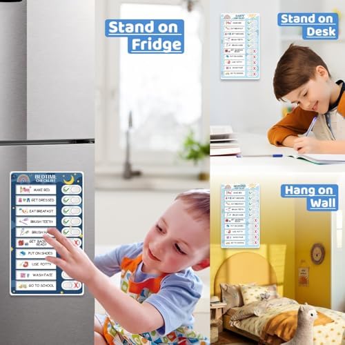 Upgraded Slider 3 in 1 Bedtime/Morning/Daily Routine Chart for Kids, Magnetic Chore Chart for Kids, Visual Schedule for Kids Toddlers Schedule Board for Home - Image 6