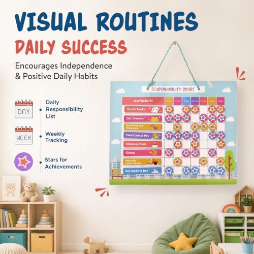 Chore Chart for Kids Magnetic Responsibility Chart Reward Chart 3D Stars - Image 3