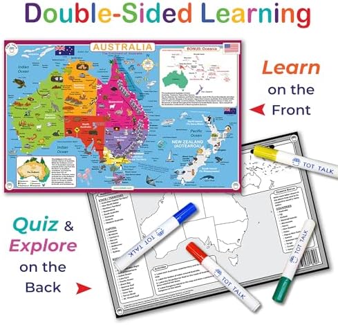 Tot Talk Australia Educational Placemat | Countries, Capitals, Landmark Fun - Image 4