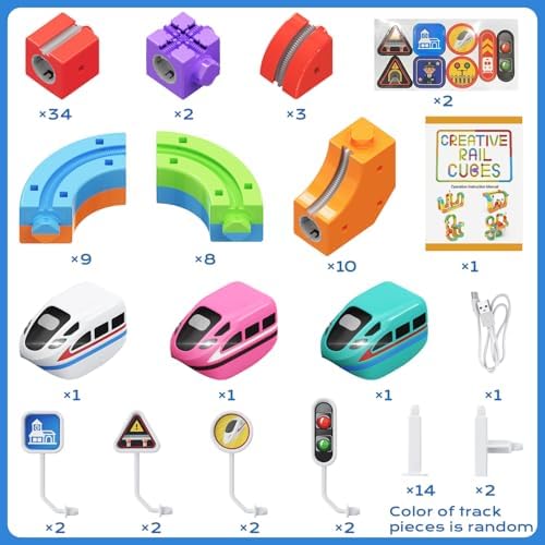 Electric Train Set,3D Infinity Flexible Tracks with Anti-Gravity 3 Cars for Kids Ages 3-8,DIY Race Track Block Building Toys,93pcs STEM Toy Train Birthday Gifts for Boys and Girls - Image 5