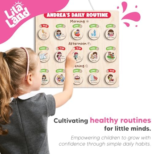 Wooden Chore Chart for Boys, Daily Routine Chart for Kids, Visual Schedule, Chore Reward Chart, Bedtime Morning Routine Chart for Toddlers (07) - Image 5