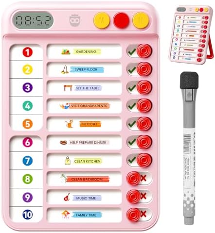 2-in-1 Chore Chart with Visual Timer for Kids 21PCS Magnetic Planning Board by Home