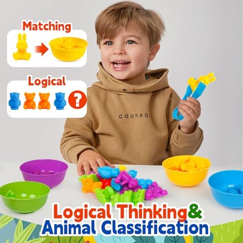 Color Sorting Toys for Kids,Counting Animals Matching Games Montessori Educational Preschol Learning Activities Sensory Traning Toys Gift for 3+ Year Old Boys Girls - Image 3