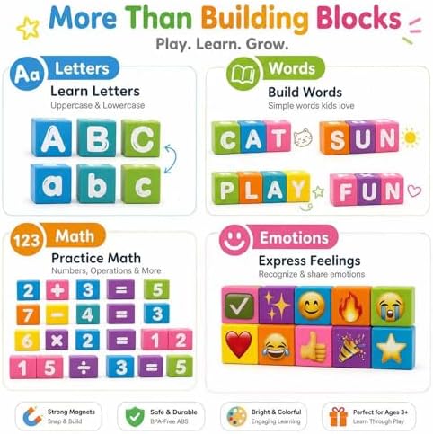 Magnetic Letters Blocks Numbers ABC Learning Toys Word Spelling Game for 5+ - Image 3