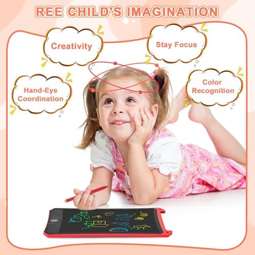 cimetech LCD Writing Tablet, 2 Pack Toddler Kids Toys, Red and Orange - Image 2