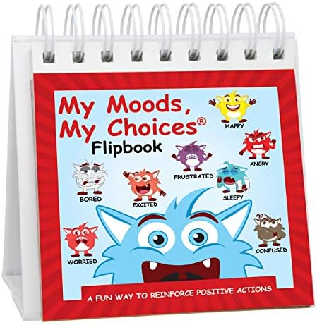 The Original Mood Flipbook for Kids; 20 Different Moods/Emotions; Autism; ADHD; Help Kids Identify Feelings and Make Positive Choices; Laminated Pages (Monster Flipbook) by MyMoodsMyChoices