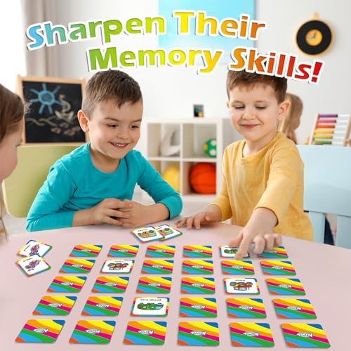 Aizweb Match Game,Memory Game, Vehicle 48 Pcs Toddler Card Games for Kids Ages 3 4 5 6,Flash Cards for Preschool Kindergarten Learning Activities,Educational Toys Homechool Supplies - Image 3