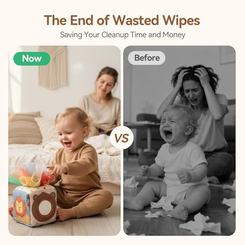 Youuys Baby Tissue Box Toy for Babies 6-12 Months, Montessori Sensory Toys for 1 Year Old Boy, Infant Toy with Crinkle Tissues & Fine Motor, for 6 9 12 18 Months Old Kids 1st Birthday - Image 2