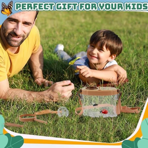 36 Pcs Bug Catcher for Kids, Bug Catching Kit with Insect Transfer, Tweezers, Magnifying Glasses, Sticks, Observation Cages, Shoulder Straps for Kids Gift(Beige) - Image 4