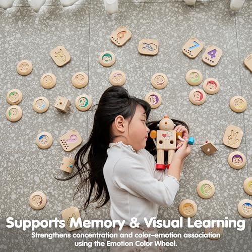 PlanToys® My Mood Memo Wooden Montessori Emotional Matching Kids Feelings - Image 6