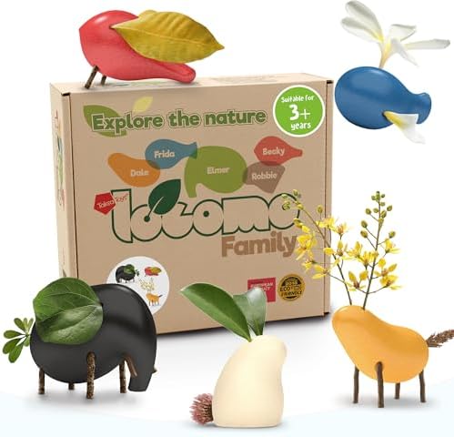 Taksa Toys Locomo Family 1 Open-Ended Waldorf Educational Outdoor Play Figures, Wooden Animal Montessori Toys for Kids 3 4 5 6 7+ for Childs Learning & Creativity Year Old, Gifts (Set of 5) by TaksaToys