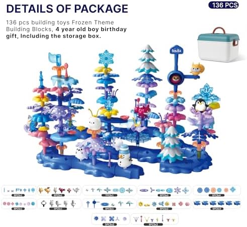 Ice Flower Garden Building Toy Set, 136 PCs Giant Snow Theme Blocks for Kids Ages 4-8, Advanced Arctic Animals Playset with 10 Figures, Ultimate Open-Ended Gift for Girls ( ICY-World-L3) - Image 5