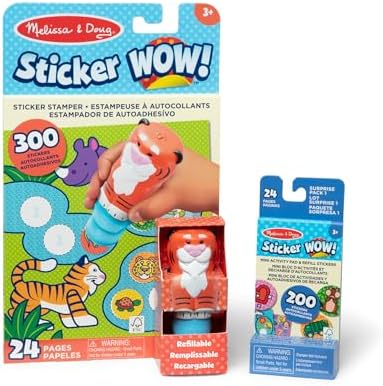 Melissa & Doug Sticker Wow!™ Tiger Bundle: 24-Page Activity Book, Refillable Sticker Stamper, Mini Pad, 500 Stickers, Arts and Crafts for Kids Ages 3+ by Unknown