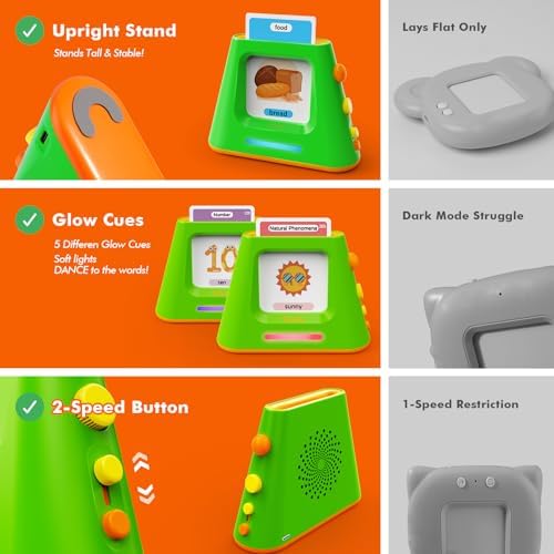 Talking Flash Cards for Toddlers: Self-standing & Dual-Speed Learning Toys with 448 Sight Words - Speech Therapy Toys for Autism Montessori Education - Birthday Gifts for Boys Girls Sensory - Image 6